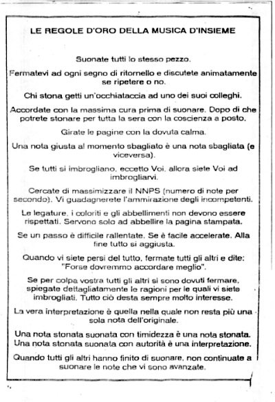 Le regolo d'oro per la musica d'insieme